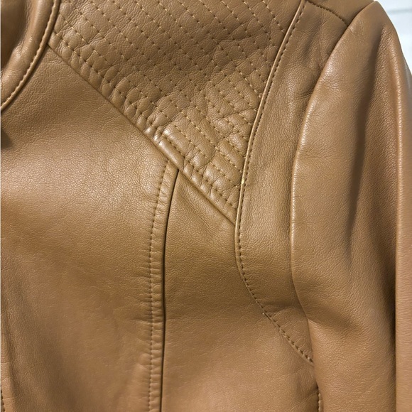 small brown zip up leather jacket from express - Picture 6 of 7